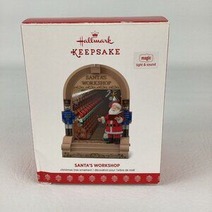 Hallmark Keepsake Christmas Ornament Santa's Workshop Magic Light Sound 2017